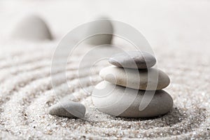 Japanese zen garden meditation stone for concentration and relaxation sand and rock for harmony and balance in pure simplicity - m