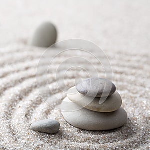 Japanese zen garden meditation stone for concentration and relaxation sand and rock for harmony and balance in pure simplicity - m