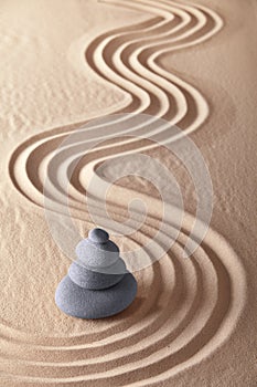 Japanese zen garden sand and stones