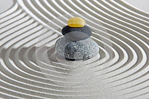 Japanese zen garten with stone and sand photo