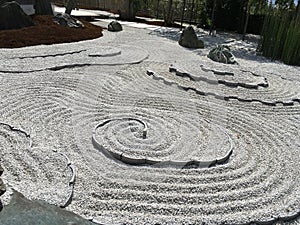 Japanese zen rock garden in Kyoto in summertime