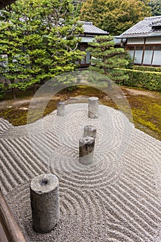 Japanese zen stone pebble garden