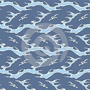 Japanese Zigzag River Wave Vector Seamless Pattern