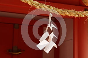 Japanese zigzag-shaped paper (shide) photo