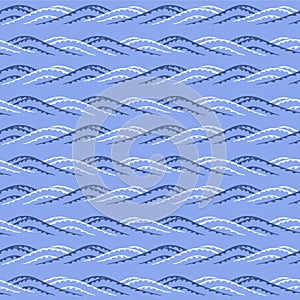 Japanese Zigzag Tidal Wave Vector Seamless Pattern