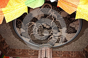 Japanesse ancient wooden ceiling temple photo