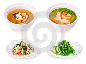 Japanesse soup and salad photo