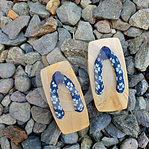 Japanesse wood slippers photo