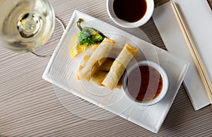 japanise harumaki with vegetables in the restaurant