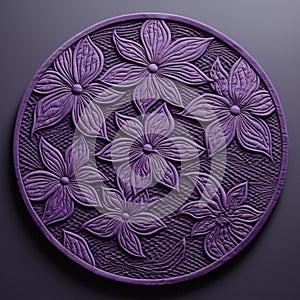 Japonism-inspired Purple Flower Stamping 3d Render