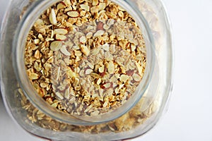 Jar of almond oatmeal