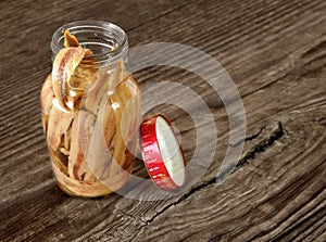 Jar of anchovies in olive oil