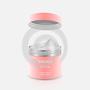 Jar of anti-wrinkle cream isolated on gray background. Template for advertising your product