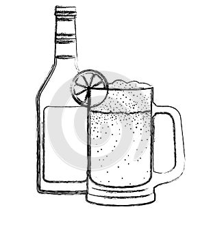 Jar beer with bottle drink icon