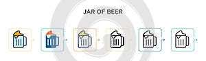 Jar of beer vector icon in 6 different modern styles. Black, two colored jar of beer icons designed in filled, outline, line and