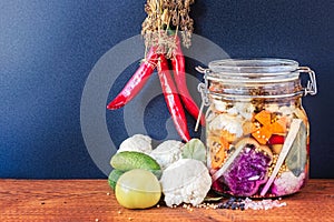 Jar of Brined Lacto-fermented Pickles.