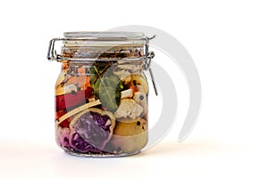 Jar of Brined Lacto-fermented Pickles.