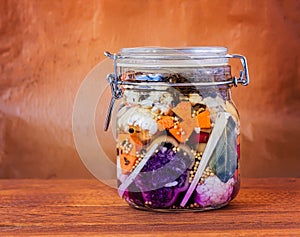 Jar of Brined Lacto-fermented Pickles. photo