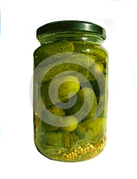 Jar of canned cucumbers