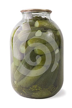 Jar of canned cucumbers