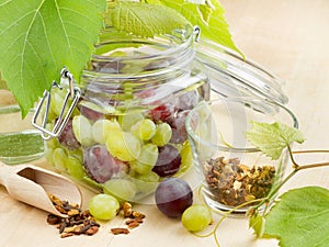 Jar with canned grape