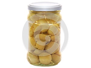 Jar of canned mushrooms