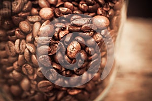 Jar of coffee beans