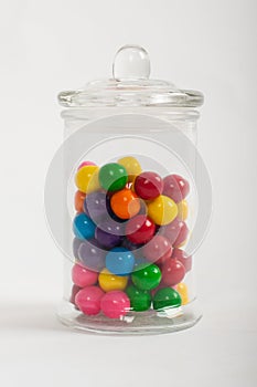 Jar of colourful gumballs