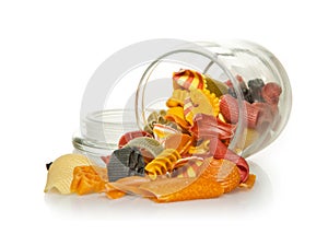 Jar of colourful Pasta