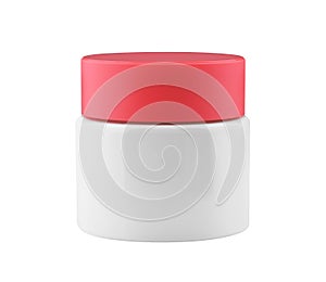 Jar of cosmetic cream. Mock-up with red cap photo