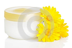 Jar of cream and calendula