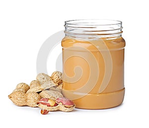 Jar with creamy peanut butter