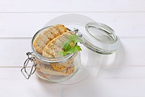 Jar of crispy rusks