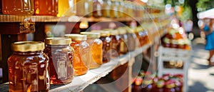 Jar of delicious honey on the table, looks delicios