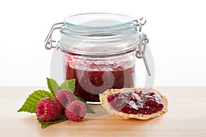 Jar of delicous raspberry jam