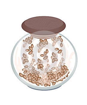 Jar of Fermented Natto on White Background