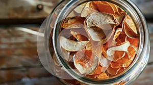 A jar filled with dried orange peels ready to be used in traditional Chinese tea blends to promote detoxification