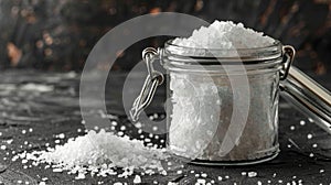 A jar filled with fragrant crumbly sea salt the secret to enhancing the flavor of your baked goods without overpowering