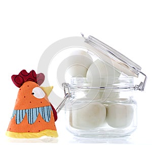 Jar filled with fresh eggs