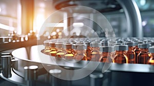 Jar filling with tablets on a packaging line in a pharmaceutical factory