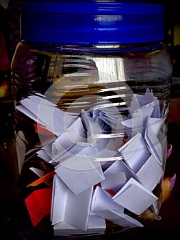 Jar with folded notes