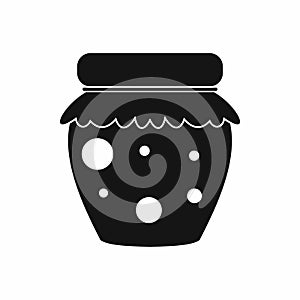 Jar of fruity jam icon, simple style