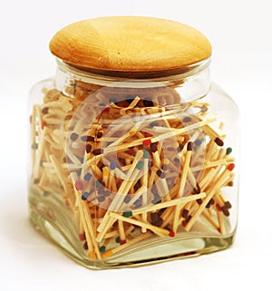 Jar full of matchsticks