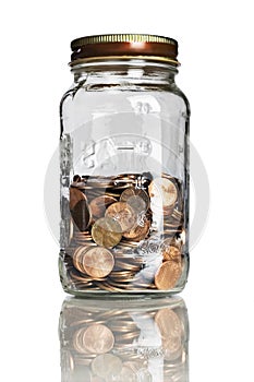 Jar half full of pennies