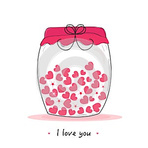Jar of hearts, i love you written valentine's day greeting card
