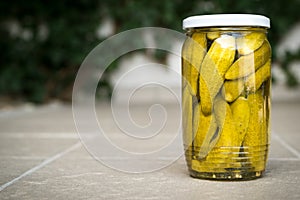 Jar of homemade Pickled Gherkins