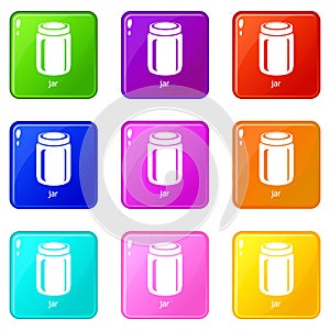 Jar icons set 9 color collection