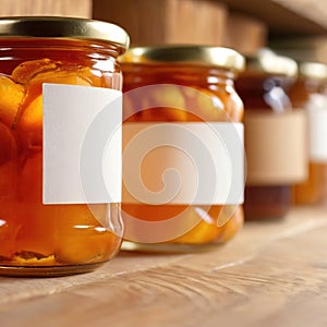 Jar of marmalade, orange jam preserve spread, empty blank generic product packaging mockup