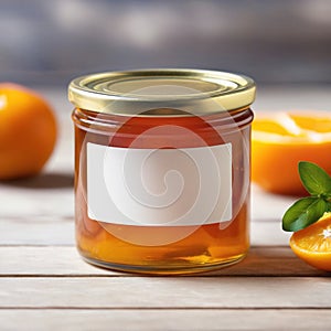 Jar of marmalade, orange jam preserve spread, empty blank generic product packaging mockup