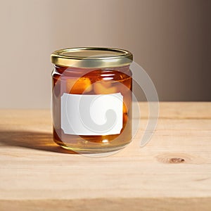 Jar of marmalade, orange jam preserve spread, empty blank generic product packaging mockup